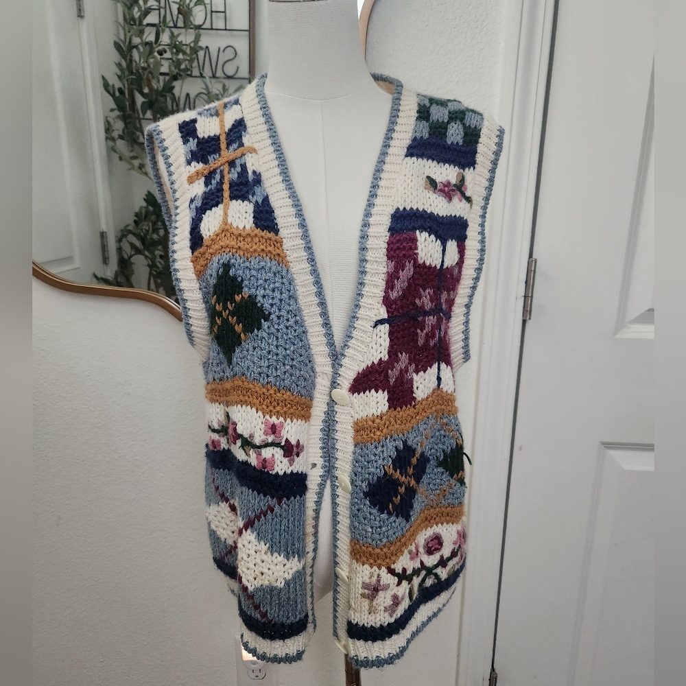 Vintage Colorful Patchwork Knit Vest